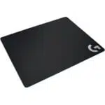 Logitech G240 black cloth gaming mouse pad with logo in the corner.