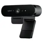Logitech BRIO 4K Ultra HD Webcam with adjustable clip and built-in lens.