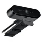 Logitech BRIO 4K Ultra HD Webcam with adjustable clip and built-in microphone.