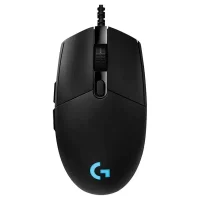 Logitech G Pro Hero gaming mouse in black with side buttons and scroll wheel.