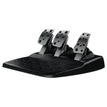 Logitech G29 racing wheel pedal set with three metal pedals on a black base