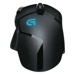 Logitech G402 gaming mouse with ergonomic design and customizable side buttons.