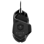 Logitech G502 gaming mouse with textured grip and customizable side buttons