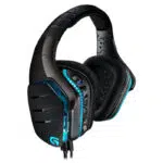 Logitech G633s gaming headset with adjustable ear cups and customizable RGB lighting.