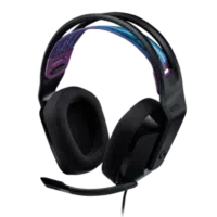 Logitech G335 black headset with plush ear cushions and adjustable headband.