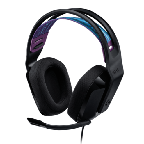 logitech-g335-headset-black-logitech-pakistan-01 Logitech G335 black headset with plush ear cushions and adjustable headband.