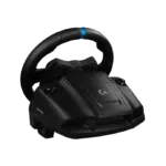 Logitech G923 Trueforce racing wheel with black finish and blue accent on the steering wheel.