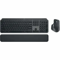 Logitech MX Keys Combo for Business, top view showing keyboard and mouse layout with wrist rest.