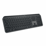 Logitech MX Keys S wireless illuminated keyboard with low-profile keys and sleek design.